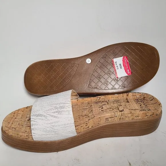 DONALD PLINER women Sandals Fiji  Metallic Zebra white Wedge Thong  Sz 11 new