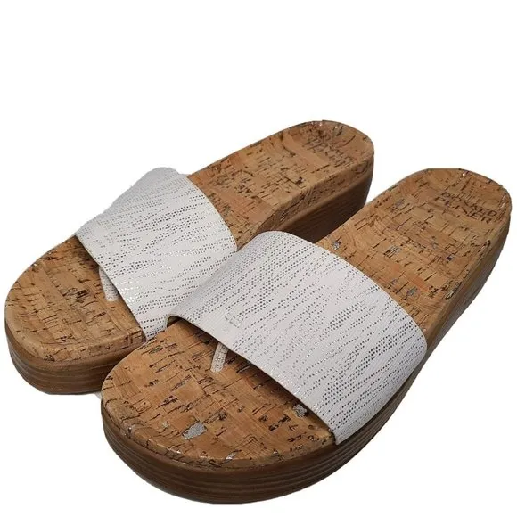 DONALD PLINER women Sandals Fiji  Metallic Zebra white Wedge Thong  Sz 11 new