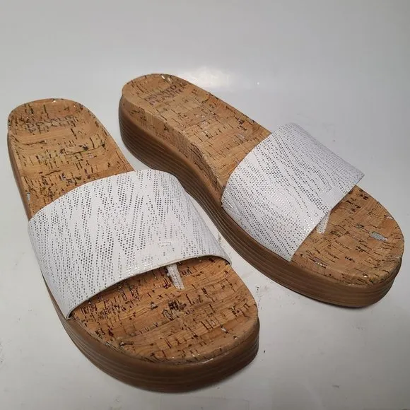 DONALD PLINER women Sandals Fiji  Metallic Zebra white Wedge Thong  Sz 11 new