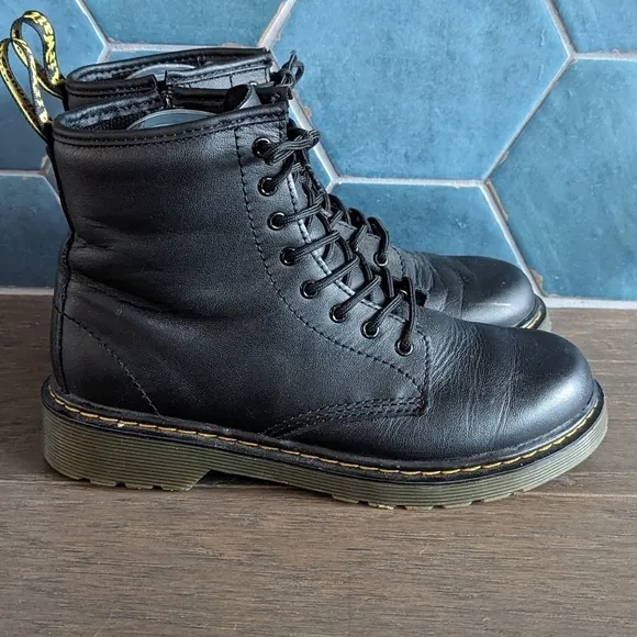 Dr. Martens 1460 J Leather Lace Up Zip Boots Bouncing Soles Size 4