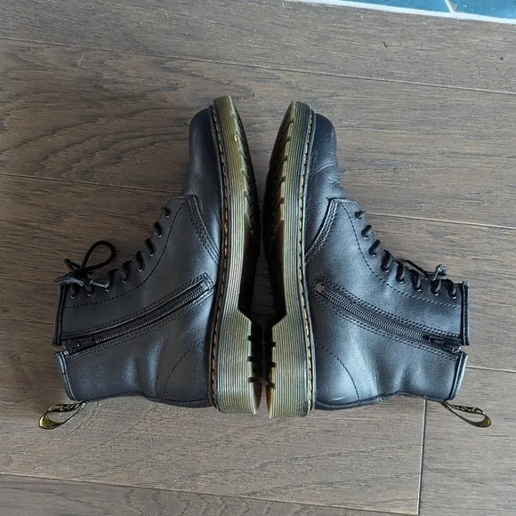 Dr. Martens 1460 J Leather Lace Up Zip Boots Bouncing Soles Size 4