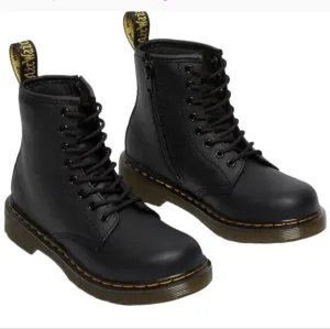 Dr. Martens 1460 J Leather Lace Up Zip Boots Bouncing Soles Size 4