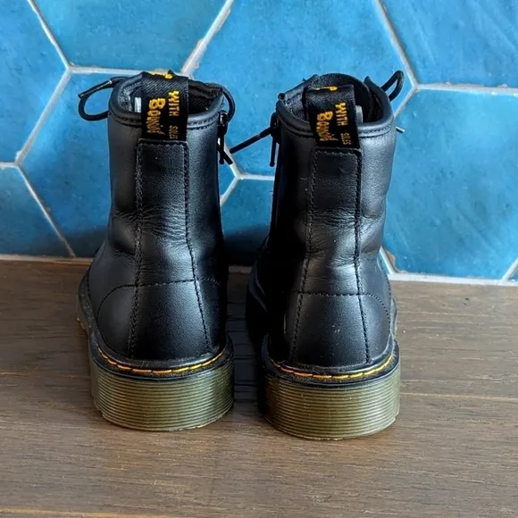 Dr. Martens 1460 J Leather Lace Up Zip Boots Bouncing Soles Size 4