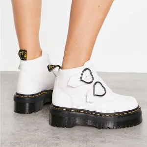 Dr. Martens Devon Heart Buckle White Leather Platform Women's Boots size 7