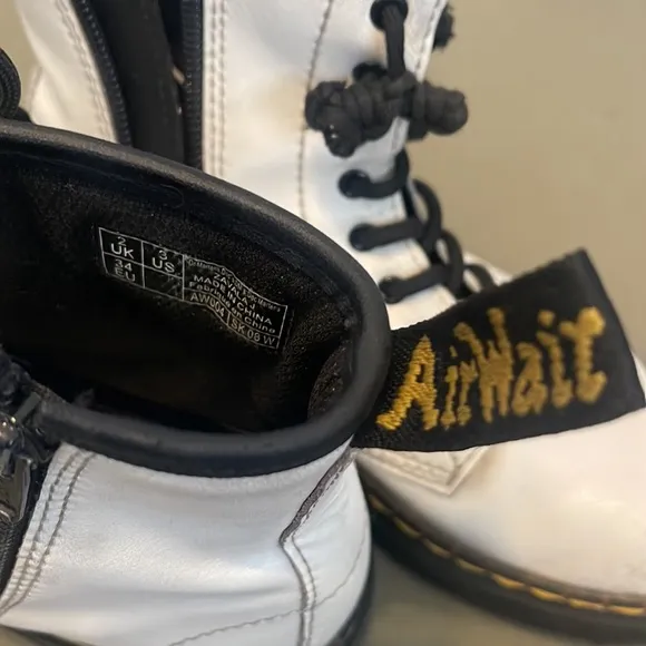 Dr. MARTENS  KIDS white/black color GIRL  Boots w zipper,  Size 3”