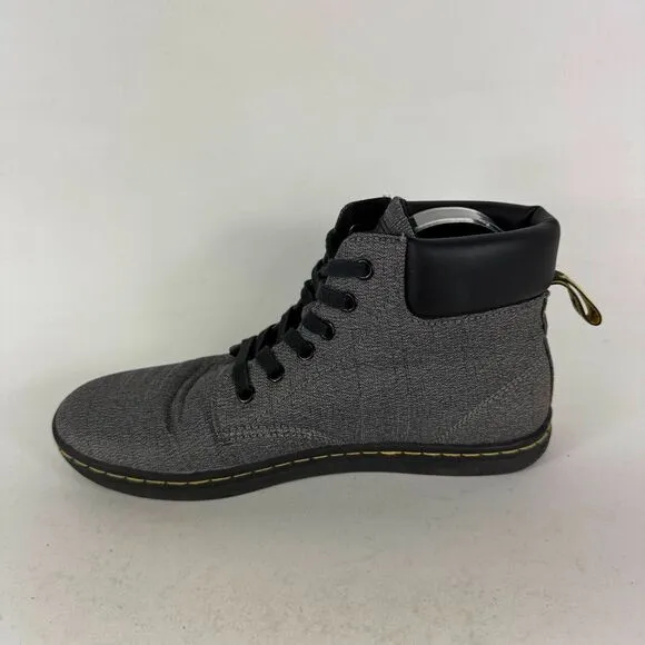 Dr. Martens Maelly Comfort Boots Womens 9 Gray Canvas Round Toe Lace Up High Top
