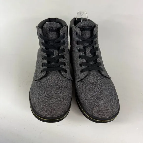 Dr. Martens Maelly Comfort Boots Womens 9 Gray Canvas Round Toe Lace Up High Top