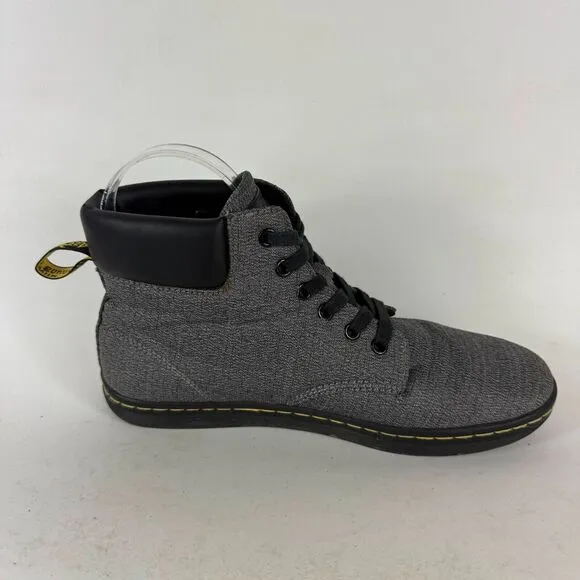 Dr. Martens Maelly Comfort Boots Womens 9 Gray Canvas Round Toe Lace Up High Top