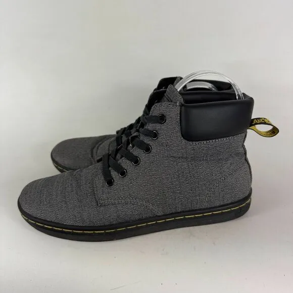 Dr. Martens Maelly Comfort Boots Womens 9 Gray Canvas Round Toe Lace Up High Top