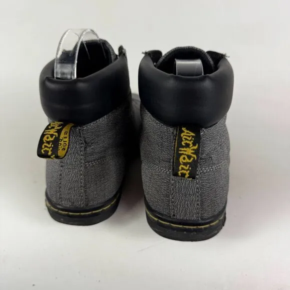 Dr. Martens Maelly Comfort Boots Womens 9 Gray Canvas Round Toe Lace Up High Top
