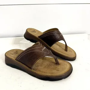 Dr. Martens Retro Chunky Brown Leather Flip Flop Thong Sandals Slides Men Size 6