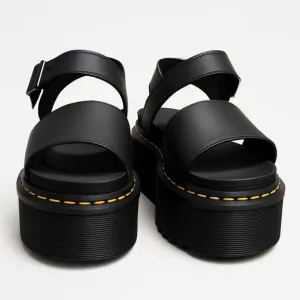 Dr. Martens Voss Quad Womens Leather Platform Sandals Shoes Size 9 Black NWOB