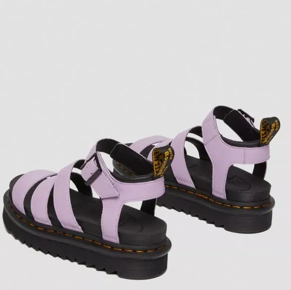 Dr. Martens Women's 9 Blaire Pisa Leather Strap Sandals Lilac