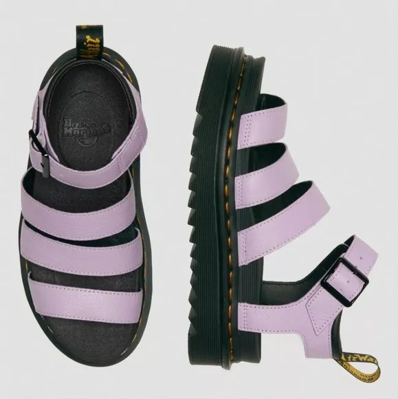 Dr. Martens Women's 9 Blaire Pisa Leather Strap Sandals Lilac
