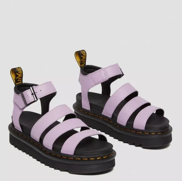 Dr. Martens Women's 9 Blaire Pisa Leather Strap Sandals Lilac