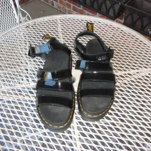 DR MARTENS Women's Black Leather &quot;Blaire&quot; Quad Strap Gladiator Sandals Size 11
