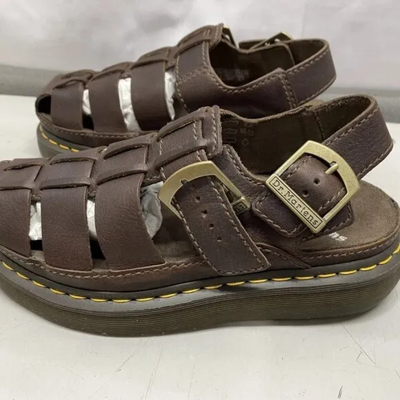 Dr. Martens Wrenlie Grizzly Fisherman Sandals Women’s Dark Brown Leather