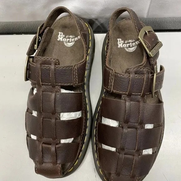Dr. Martens Wrenlie Grizzly Fisherman Sandals Women’s Dark Brown Leather