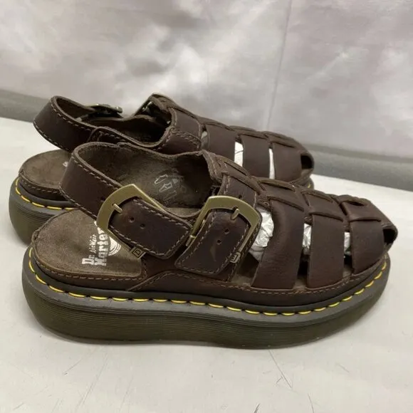 Dr. Martens Wrenlie Grizzly Fisherman Sandals Women’s Dark Brown Leather