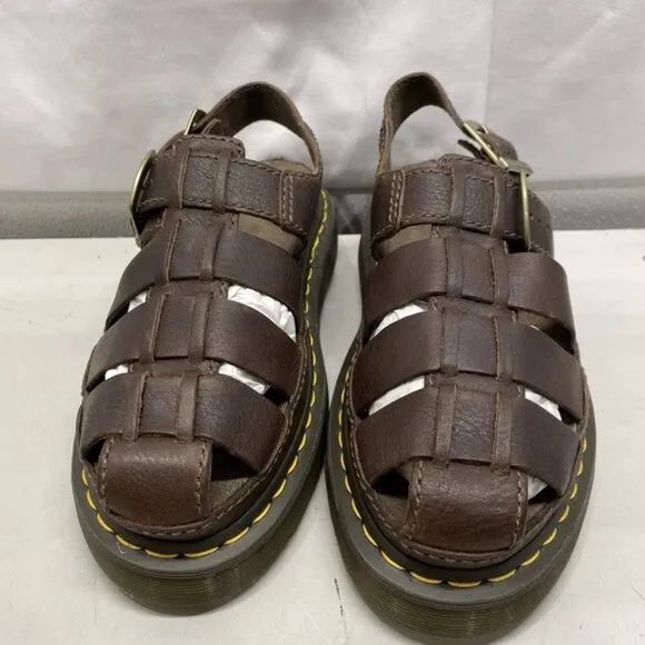 Dr. Martens Wrenlie Grizzly Fisherman Sandals Women’s Dark Brown Leather