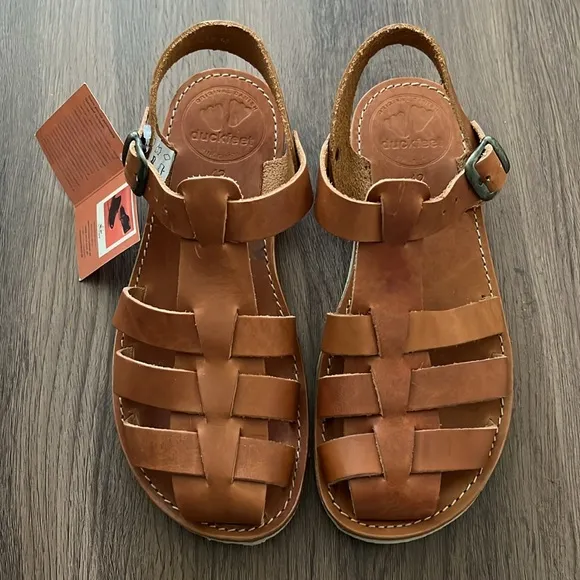 DUCKFEET Rinkobing Brown Tan Leather Sandals Size 42 EU/11 US New