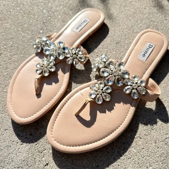 Dune London 'Kacey' Sandals With Crystal Flowers Size 41/US 11