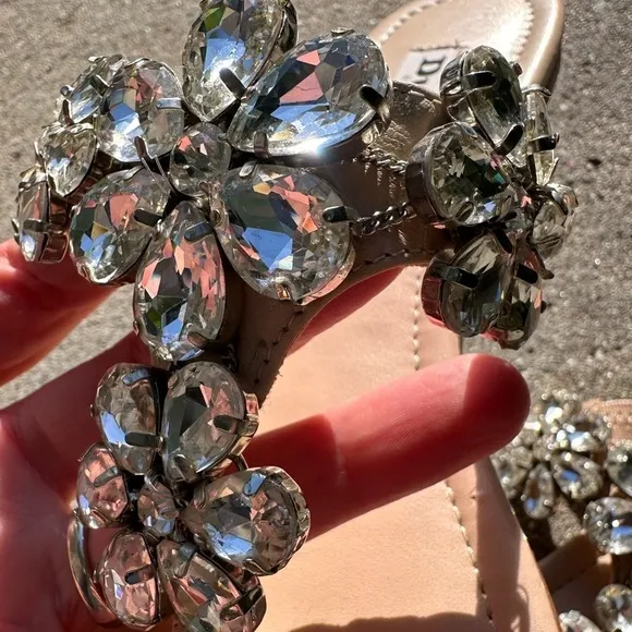 Dune London 'Kacey' Sandals With Crystal Flowers Size 41/US 11
