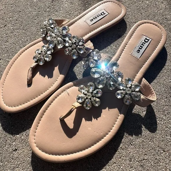 Dune London 'Kacey' Sandals With Crystal Flowers Size 41/US 11