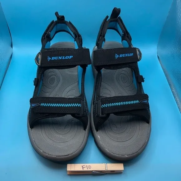 Dunlop mens strap sandals black blue size 8