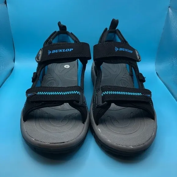Dunlop mens strap sandals black blue size 8