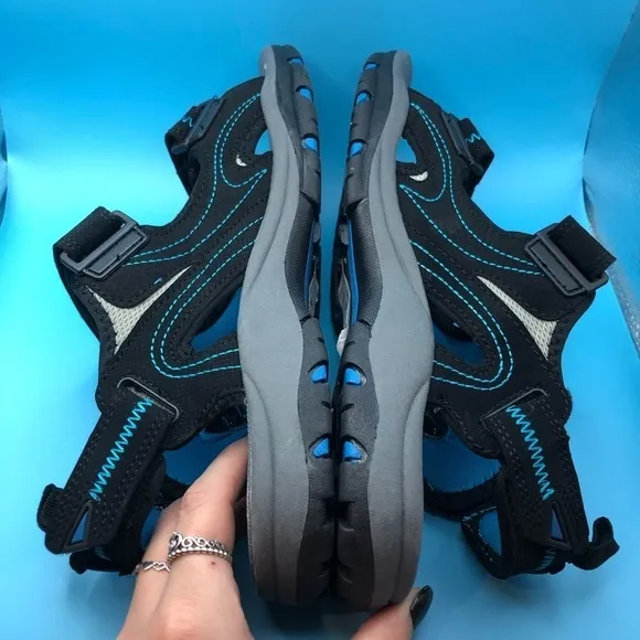 Dunlop mens strap sandals black blue size 8