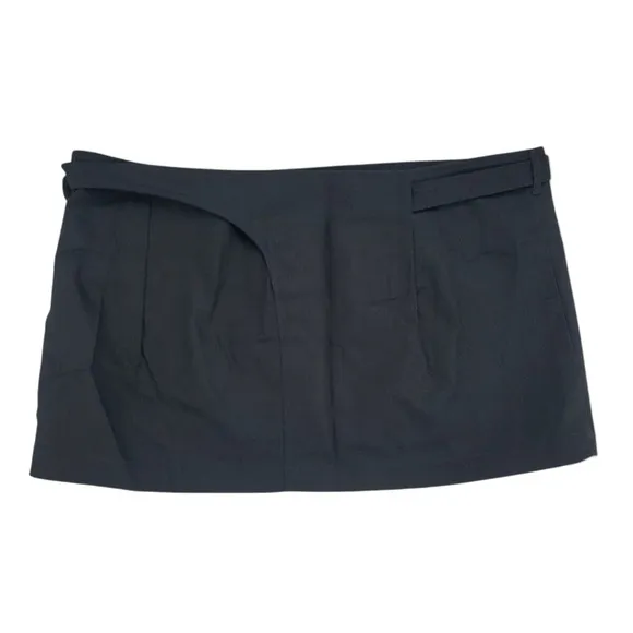 EB Denim Black Wrap Mini Skirt Size XL Belted Y2K Street Style 100% Cotton USA