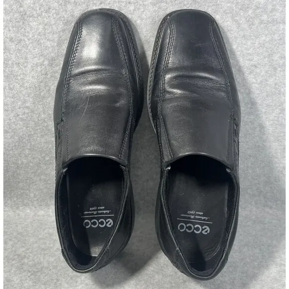 Ecco New Jersey Loafers Mens Size 7/7.5 Slip On Dress Shoes Black Leather 41 EU