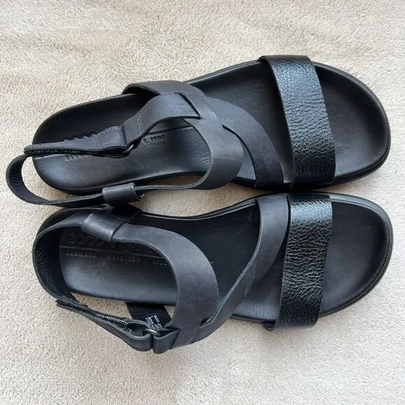 Ecco Simpil Black Leather Strappy Flat Comfort Sandal Women’s EU 38 US 7 - 7.5