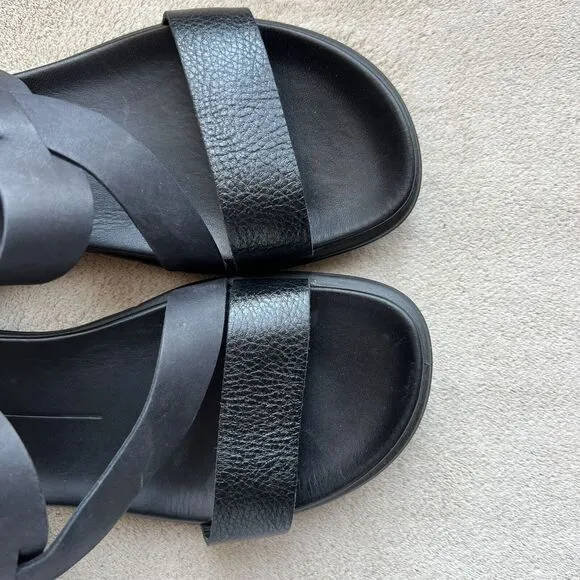 Ecco Simpil Black Leather Strappy Flat Comfort Sandal Women’s EU 38 US 7 - 7.5