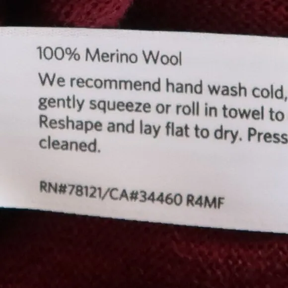 Eileen Fisher Burgundy Merino Wool Long Sleeve Pullover Sweater Dress Tunic M