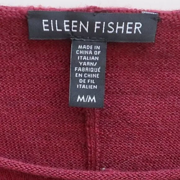 Eileen Fisher Burgundy Merino Wool Long Sleeve Pullover Sweater Dress Tunic M