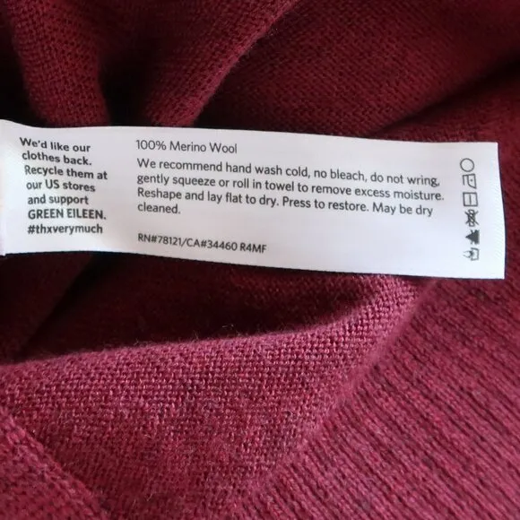 Eileen Fisher Burgundy Merino Wool Long Sleeve Pullover Sweater Dress Tunic M