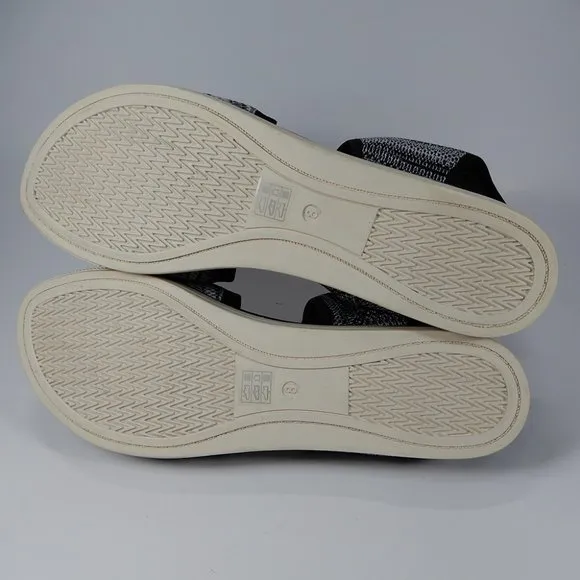EILEEN FISHER Knit Sport Platform SANDALS Size 8 Black White Stretch Ankle Cuff