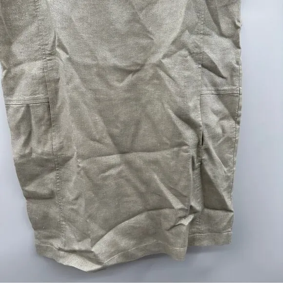 Eileen Fisher Twinkle Organic Linen Beige Metallic‎ Shift Mini Dress Size XS