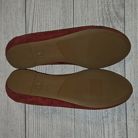 Eileen Fisher Women's Una 2 Hidden Wedge Suede Ballet Flats Cedar Red Size 8