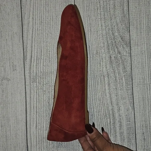 Eileen Fisher Women's Una 2 Hidden Wedge Suede Ballet Flats Cedar Red Size 8