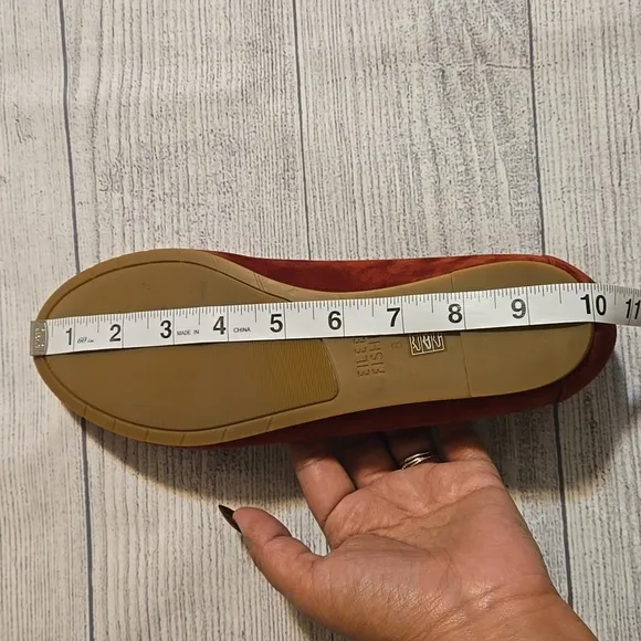 Eileen Fisher Women's Una 2 Hidden Wedge Suede Ballet Flats Cedar Red Size 8