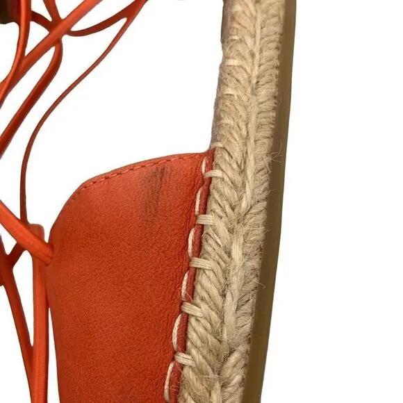 Eileen Fisher Women's Orange Suede Round Toe Espadrille Sandals Size 7.5