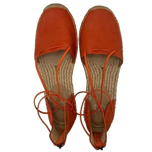 Eileen Fisher Women's Orange Suede Round Toe Espadrille Sandals Size 7.5