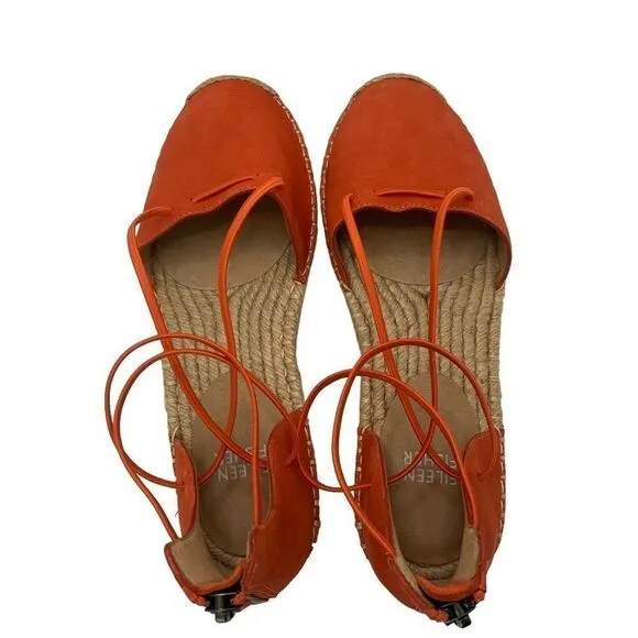 Eileen Fisher Women's Orange Suede Round Toe Espadrille Sandals Size 7.5