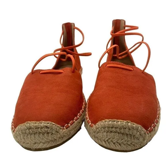 Eileen Fisher Women's Orange Suede Round Toe Espadrille Sandals Size 7.5