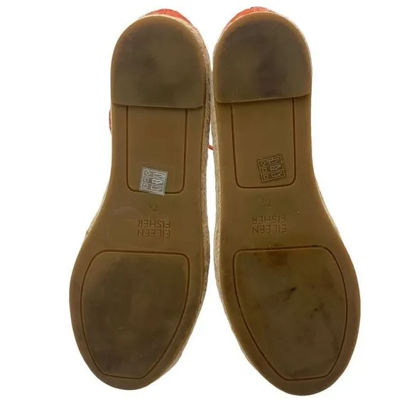 Eileen Fisher Women's Orange Suede Round Toe Espadrille Sandals Size 7.5