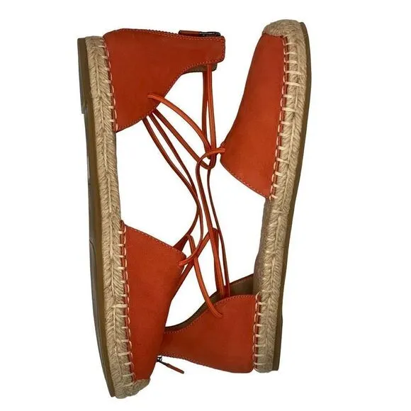 Eileen Fisher Women's Orange Suede Round Toe Espadrille Sandals Size 7.5