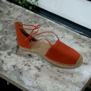 Eileen Fisher Women's Orange Suede Round Toe Espadrille Sandals Size 7.5